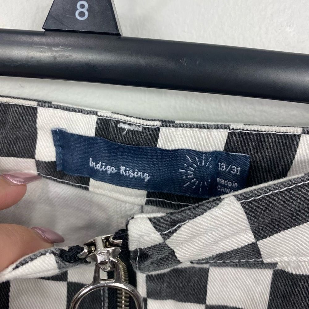 Indigo Rising Checkered Skirt Size 13 Punk Zipper - Picture 2 of 4